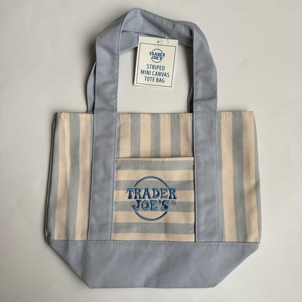 NEW Trader Joe’s Striped Mini Canvas Tote Bags Set of 4 - Picture 4 of 8